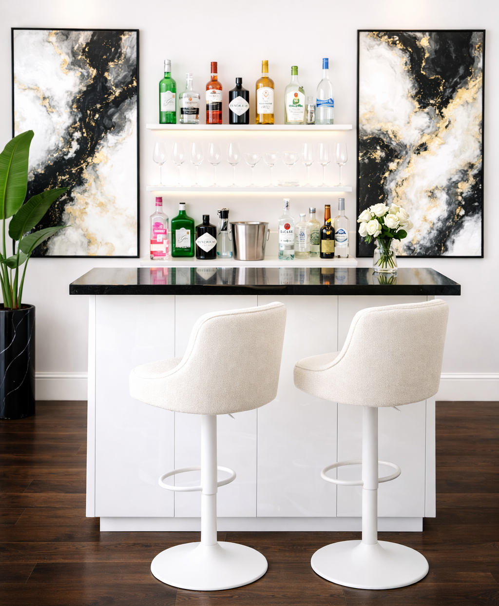 high gloss wihte bar head on